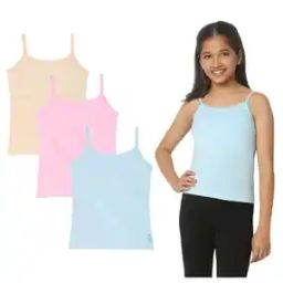 Girls Pack of 3 Padded Camisoles -image-90