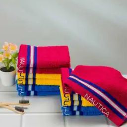 Set of 12 Striped Cotton Face Towels 12" x 12"-9