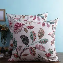Set of 2 Leaf Print Cushion Covers 24" x 24"-image-27