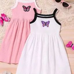 Pack of 2 Girls Ribbed A-Line Dresses -image-69