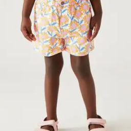 Girls Floral Print Denim Shorts-picture-52