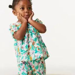 Girls Jungle Print Pure Cotton Top & Shorts Set-picture-13