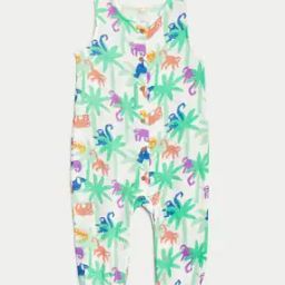 Boys Jungle Animals Print Cotton Sleepsuit-image-31