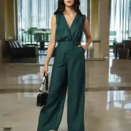 Printed V-Neck Jumpsuit-image-77
