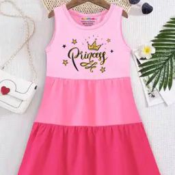 Girls Typographic Print Tiered Dress-image-14