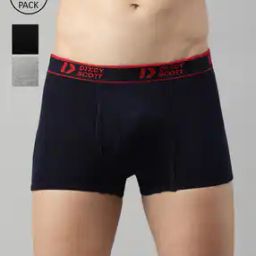 Pack of 3 Cotton Trunks with Brand Waistband-image-76