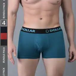 Pack of 4 Men Shuffle Intellisoft Cotton Spandex Solid Trunks-image-61