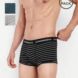 Pack of 3 Striped Trunks with Logo Waistband-image-20