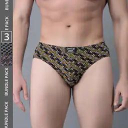 Pack of 3 Men Soft Combed Cotton Printed Brief-image-52