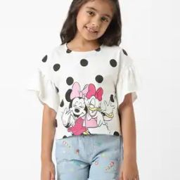 Girls Minnie-Mouse Print Regular Fit Round-Neck T-Shirt-image-47