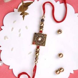 Tie-Up Antique Kundan Beads Work Single Rakhi-image-20