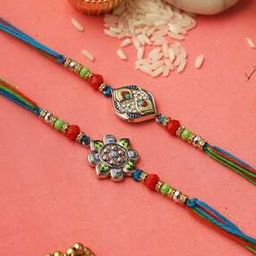 Tie-Up Floral Jewel Rakhi Set of 2-image-71