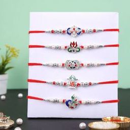 Tie-Up Divine Silver Designer Set of 5 Rakhi-image-70