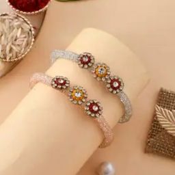 Set of 2 Bracelet Rakhi with Crystal Stones-53