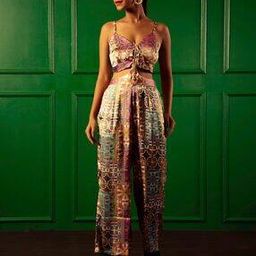 Women Party Wear Self Design Jumpsuit-image-4