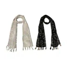 Pack of 2 Women Floral Print Scarves with Tassels-image-49