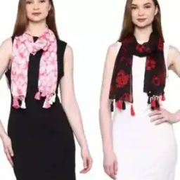 Pack of 2 Women Floral Print Scarves with Tassels-picture-38