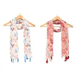Pack of 2 Women Printed Scarves with Tassels-35