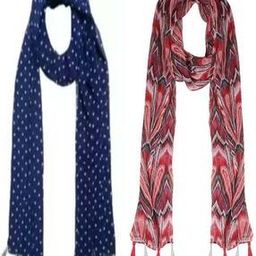 Pack of 2 Women Floral Print Scarfs with Tassel-image-65