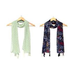 Pack of 2 Women Floral Print Scarves with Tassels-image-52