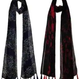 Women Pack of 2 Floral Print Scarves with Tassels-picture-17