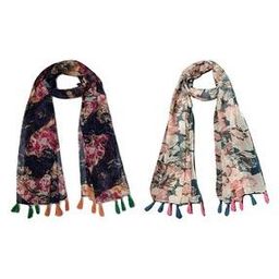 Women Pack of 2 Floral Print Scarves with Tassels-picture-15