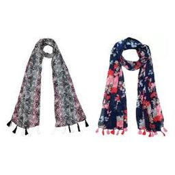 Women Pack of 2 Floral Print Scarves with Tassels-image-59