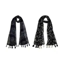 Women Pack of 2 Floral Print Scarves with Tassels-image-99