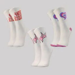 Women Set of 3 Graphic Print High Socks-33
