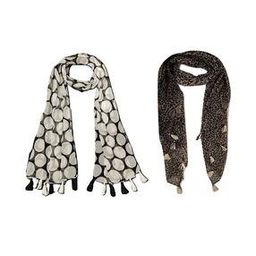 Pack of 2 Women Leopard Print Scarves with Tasselled Border-image-64