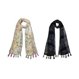 Pack of 2 Floral Print Scarf with Tasselled Border-image-59
