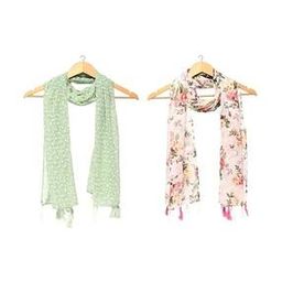 Pack of 2 Women Floral Print Scarf with Tasselled Border-image-75