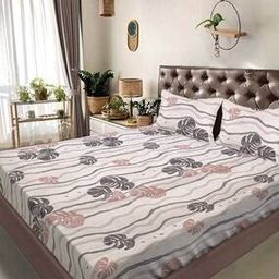  300 TC Cotton Blend Super King Bedsheet with 2 Pillow Covers-image-64