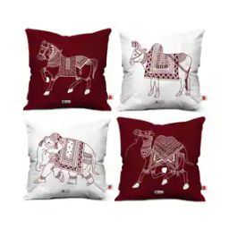 Pack of 4 Printed Square Cushions-17