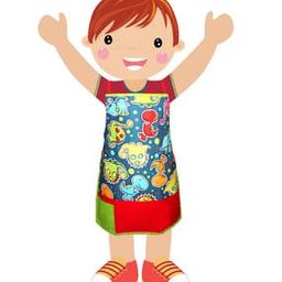 Cartoon Print Cotton Apron with Adjustable Strap-43