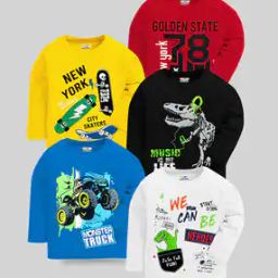 Pack of 5 Typographic Print T-Shirts-52