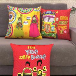 athom living Set of 3 Graphic Print Cushion Cover with Cushion Insert image 1