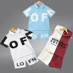 Boys Set of 3 Typographic Print Shorts & T-Shirt Set-picture-27