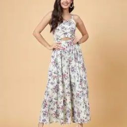 Floral Print Jumpsuit with Cutouts-image-31