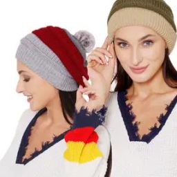 Bhcombo-050822-054-055 Pack Of 2 Beanie With Pom Pom-19