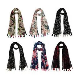 stole villa Pack of 6 Women Floral Print Scarves-picture-43
