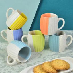 fabinaliv Set of 6 Colourblock Ceramic Cups image 1