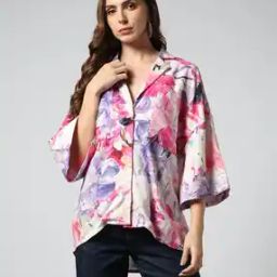 Women Floral Print Loose Fit Oversized Shirt-image-37