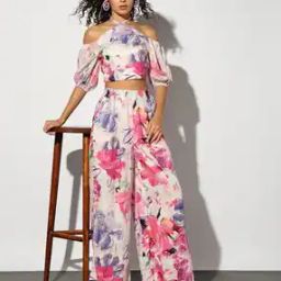 Women Floral Print Wide-Leg Trousers-image-59