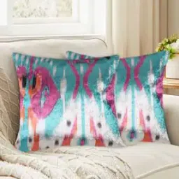 Set of 2 Ikat Print Cushion Covers 24" x 24"-16