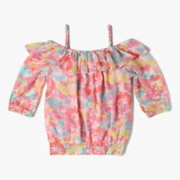 Girls Floral Print Relaxed Fit Off-Shoulder Top-image-64