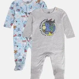 mini klub Pack of 2 Round-Neck Knitted Cotton Sleep Suit-picture-44