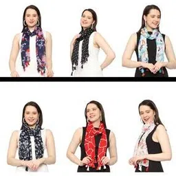 Pack of 6 Women Floral Print Scarves-picture-12