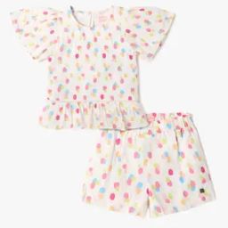 Girls Polka-Dot Print Top & Shorts Set-image-19