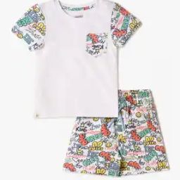Boys T-Shirt & Printed Shorts Set-image-3